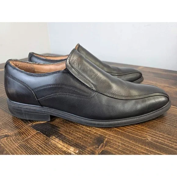 G.H. Bass & Co. Men's Slip On Glenn Oxford Black Leather Shoe Size 11.5 M - Picture 2 of 13